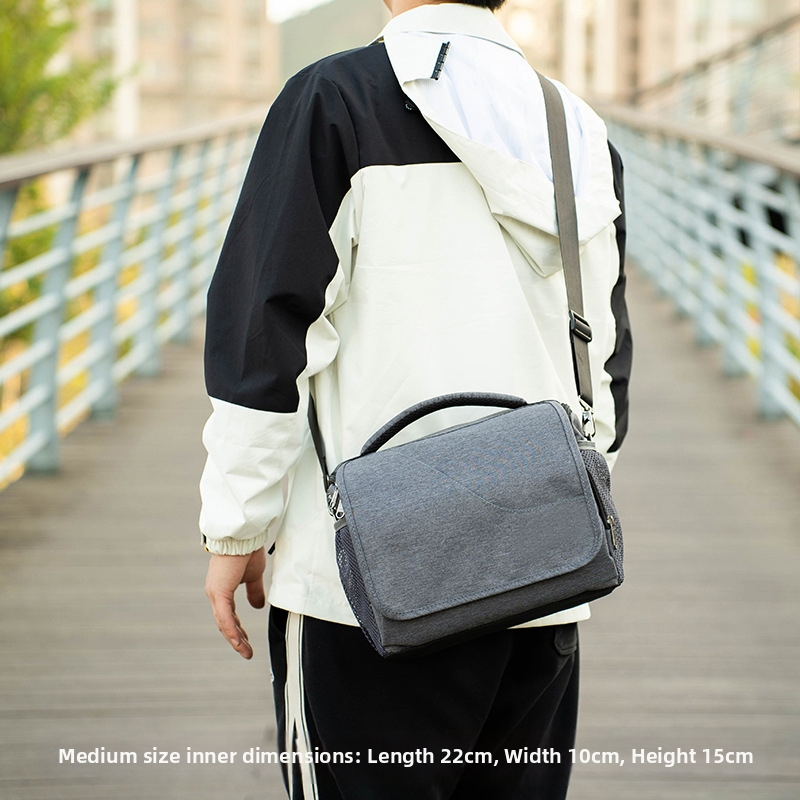 Bezdrobinė veidrodinė kamera krepšys – drobės medžiaga, pamušalas iš drobės, per petį stiliaus, tinka kameroms su viena baterija