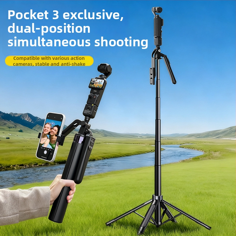 Băț de selfie cu bază de podea pentru DJI Pocket 3 — Ultra-stabil, Portabil, Ideal pentru filmări în aer liber, concerte și călătorii