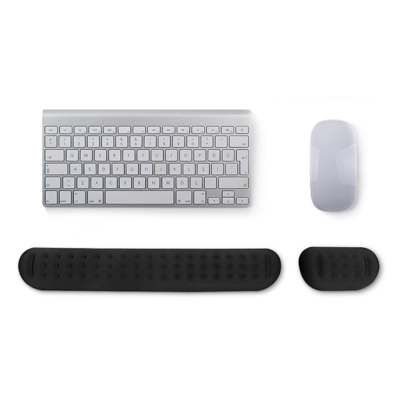 Голяма подложка за китката на мишката с паметна пяна, LYCRA и PU дъно, пластмасово формована, OEM персонализация