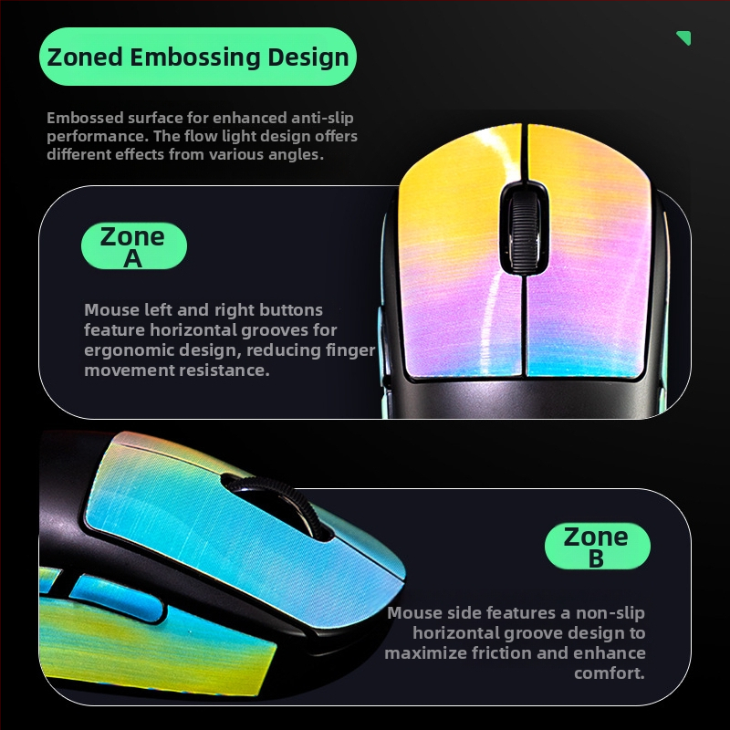 Logitech GPW spēļu pelei silikona pretslīdēšanas uzlīmes – krāsains dizains