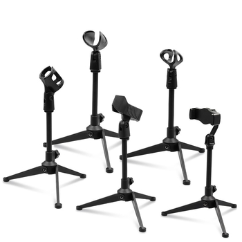 Mys asztali mikrofonállvány, háromlábú – műanyag, általános célú