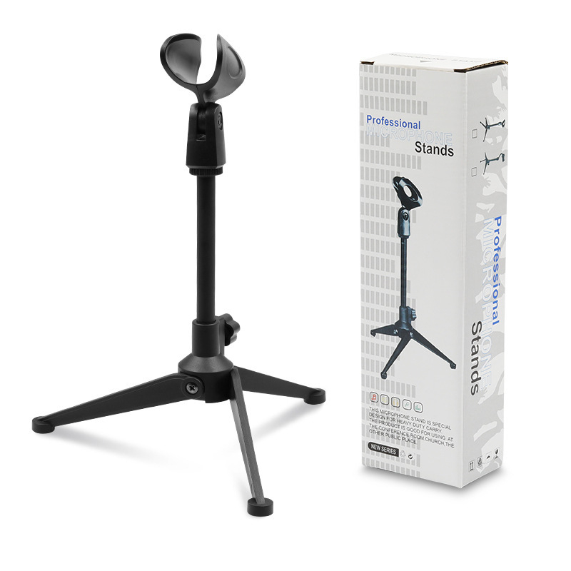 Mys asztali mikrofonállvány, háromlábú – műanyag, általános célú