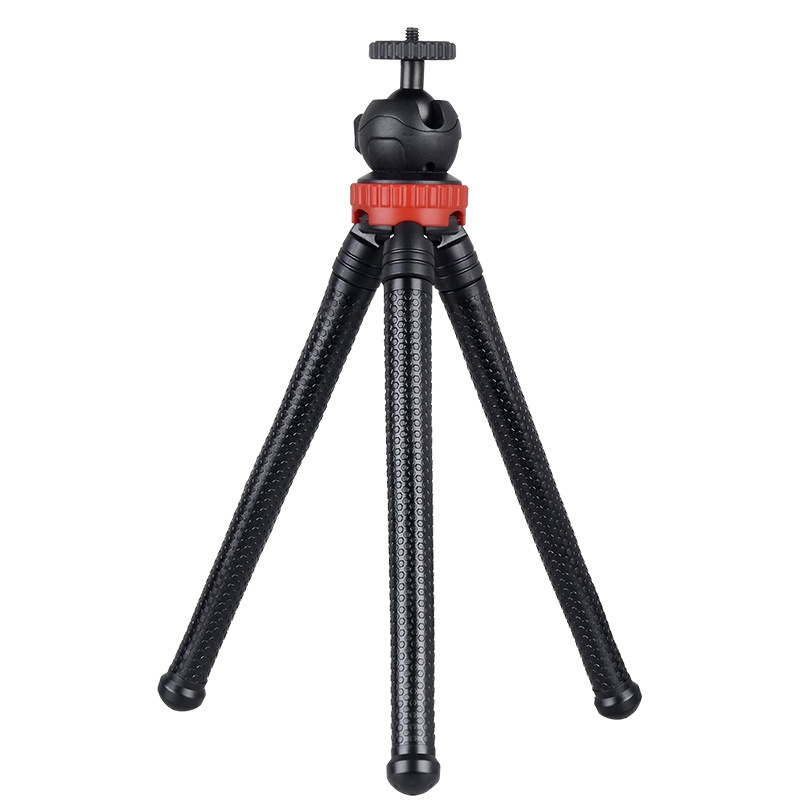 Tripod de birou pentru telefonul mobil cu cap pan-tilt sferic — ABS + gel de silice, greutate 0,26 kg, încărcare până la 2 kg, fără placă cu eliberare rapidă