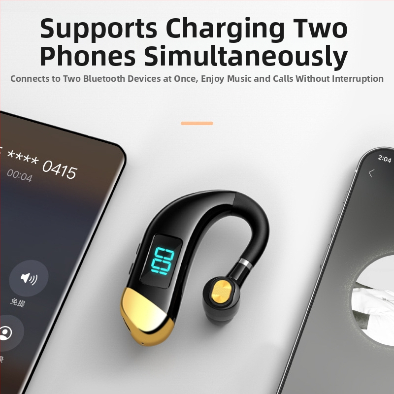 Zhengqin V15 Cască Bluetooth pentru mașină, montare pe ureche, Bluetooth 5.2, afișaj digital, baterie peste 8 ore, rază 10 m, IPX3 rezistent la apă
