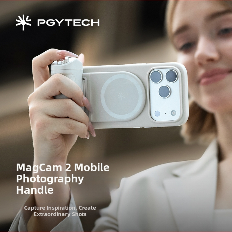 PGYTECH MagCam2 rukoväť na fotografovanie pre mobilný telefón, Bluetooth diaľkové ovládanie a magnetické bezdrôtové nabíjanie — Modely P-PG-081/082/083; Materiály: ABS+PC, hliníková zliatina, zinková zliatina