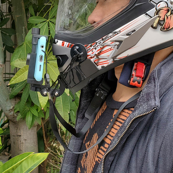 Suport pentru cască de motocicletă cu balama pentru cameră de acțiune (Brand TUYU, Model Hinge chin stand, Material PC, Compatibil: Cameră de mișcare)