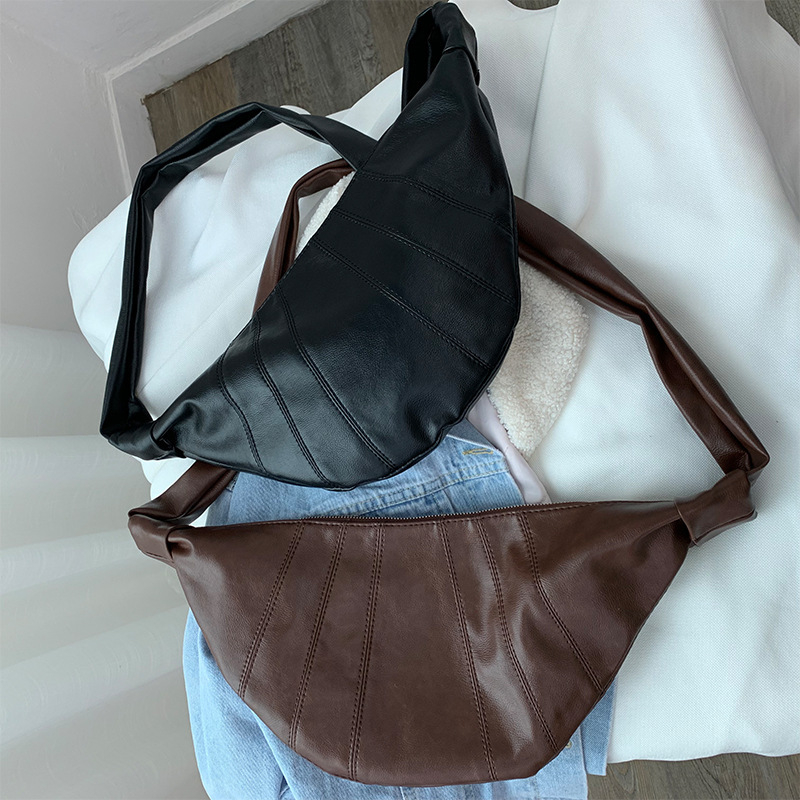 Ženska crossbody torbica u obliku dumplinga - PU koža, zatvarač, unutarnja džep za dokumente, JOERG