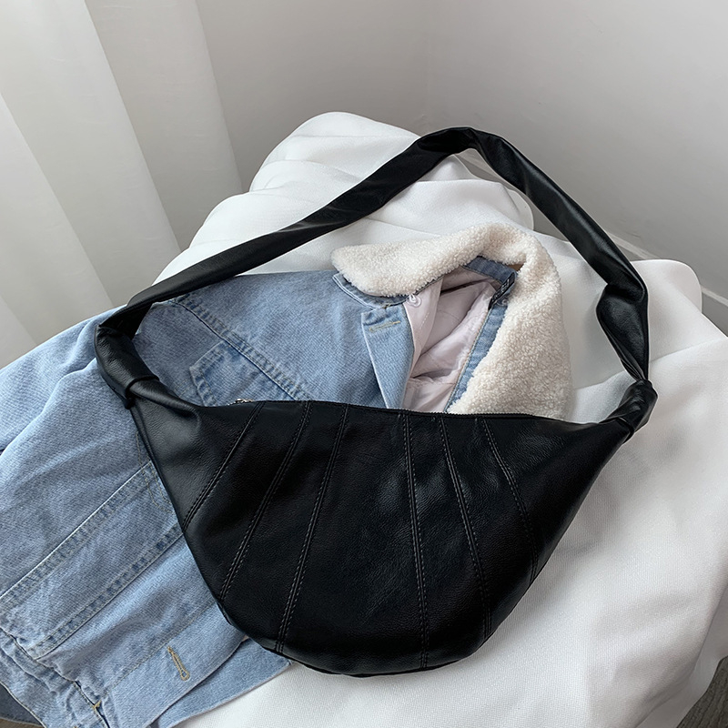 Ženska crossbody torbica u obliku dumplinga - PU koža, zatvarač, unutarnja džep za dokumente, JOERG