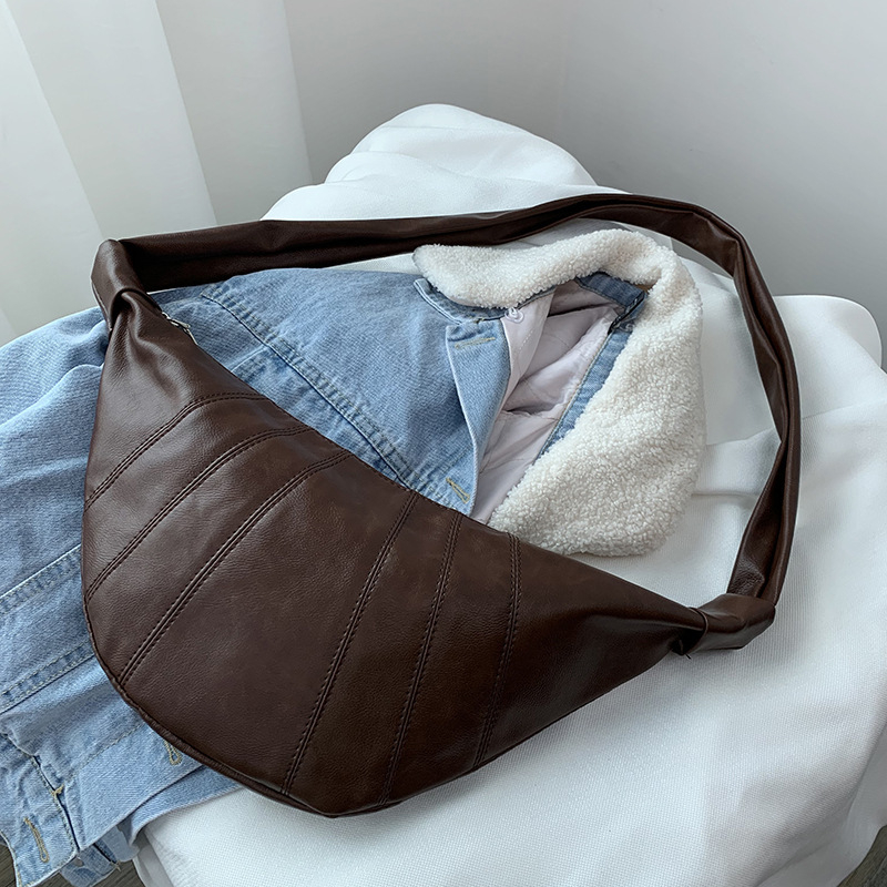Ženska crossbody torbica u obliku dumplinga - PU koža, zatvarač, unutarnja džep za dokumente, JOERG