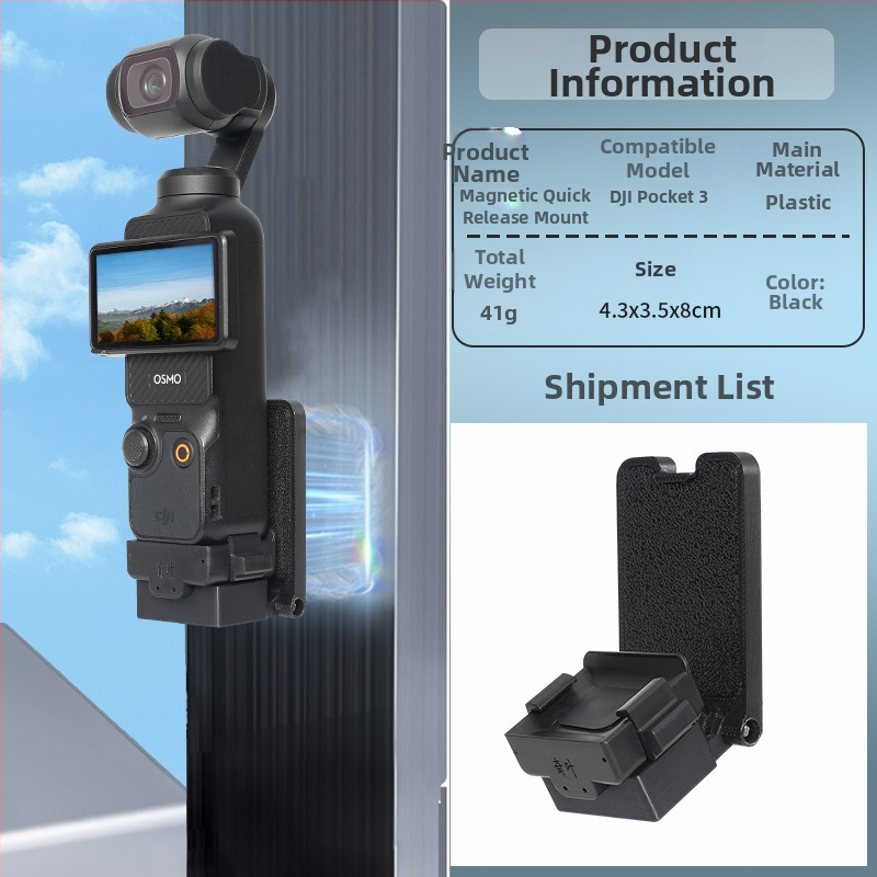 Magnetická základňa pre DJI Pocket3 – držiak s vákuovou prísavkou na auto a multifunkčné stolné upevnenie OSMO