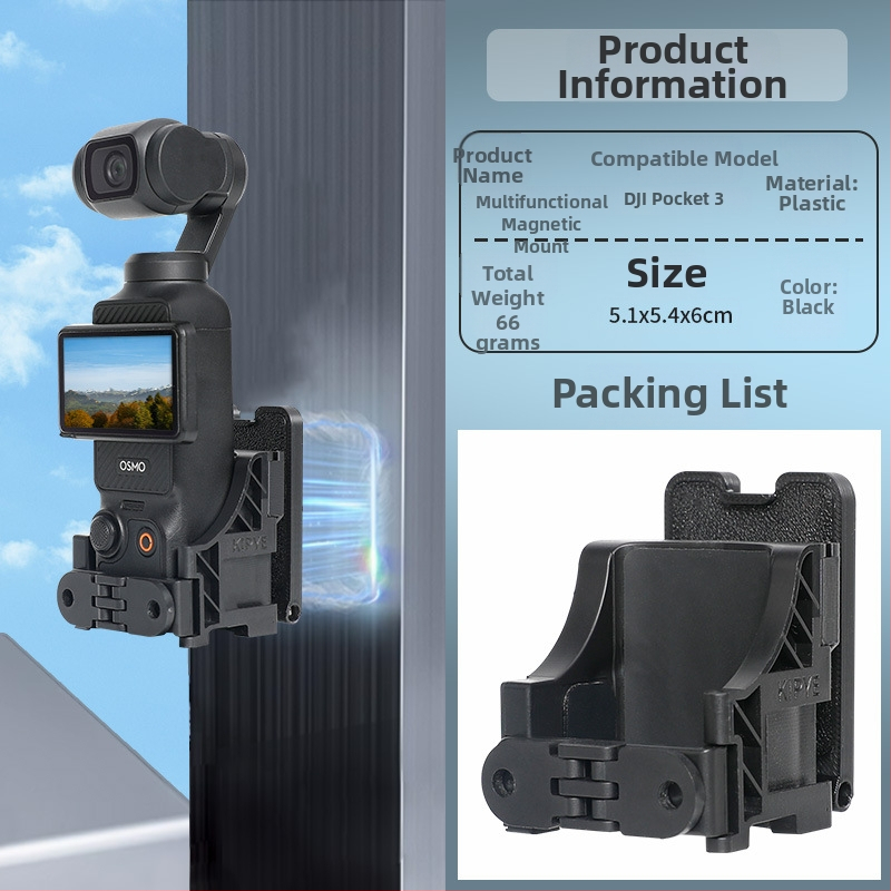 Magnetická základňa pre DJI Pocket3 – držiak s vákuovou prísavkou na auto a multifunkčné stolné upevnenie OSMO