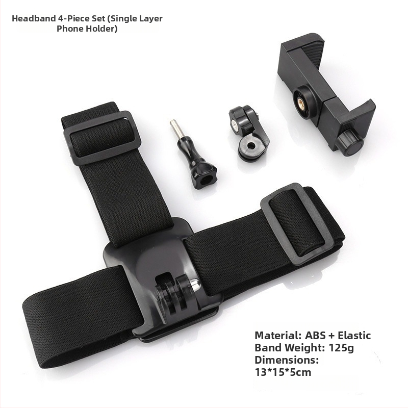 Držiak na mobilný telefón na hlavu pre POV nahrávanie s hlavovým pásom — ABS materiál, univerzálna kompatibilita, možnosť pridania loga