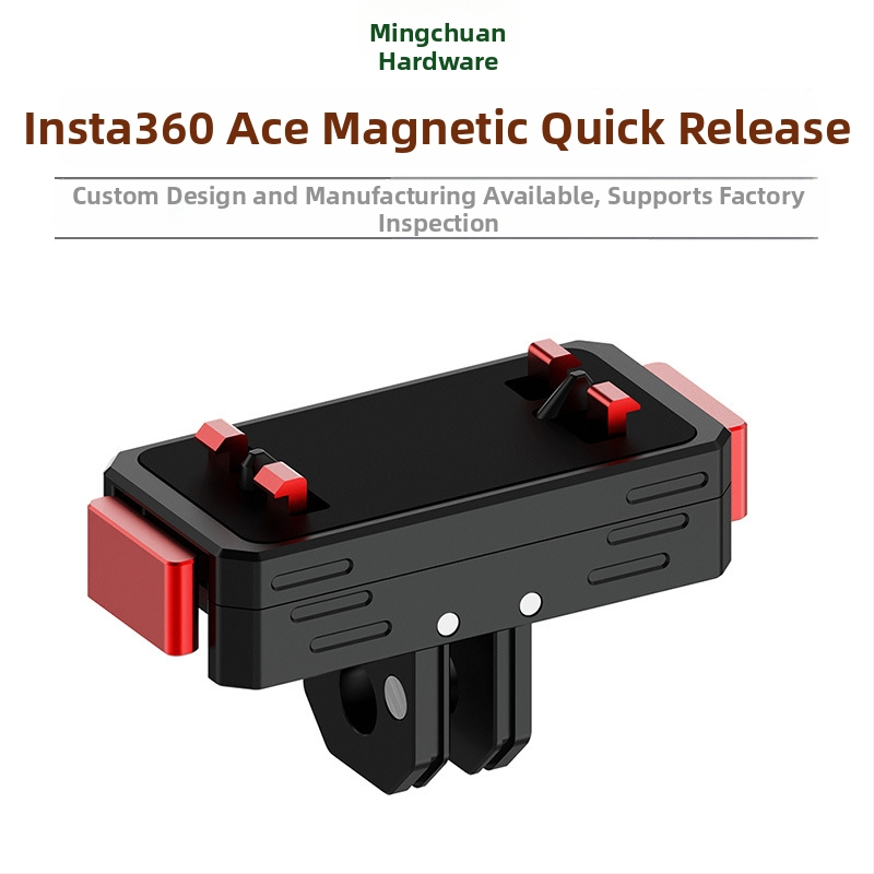 Adaptér základne s rýchlym uvoľnením z hliníkovej zliatiny a silikónovej podložky; magnetický rýchlouzáver; kompatibilný s Insta360 Ace Pro2, Ace, X4/X3/X2 a ďalšími kamerami; podpora tlače OEM loga.