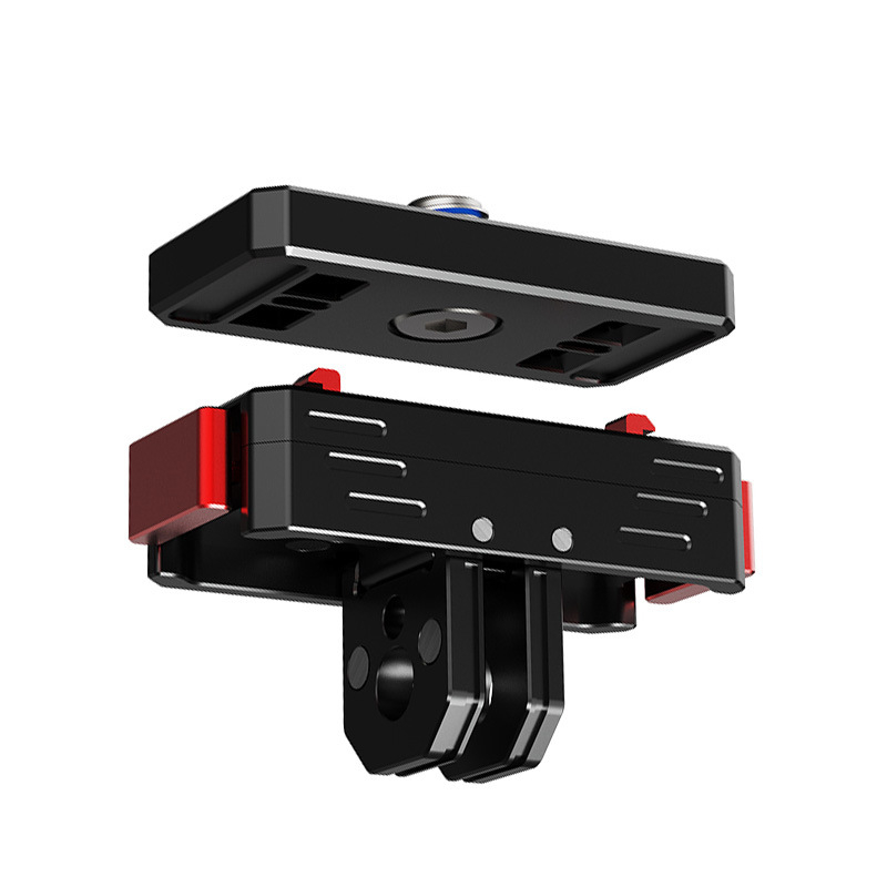Adaptér základne s rýchlym uvoľnením z hliníkovej zliatiny a silikónovej podložky; magnetický rýchlouzáver; kompatibilný s Insta360 Ace Pro2, Ace, X4/X3/X2 a ďalšími kamerami; podpora tlače OEM loga.