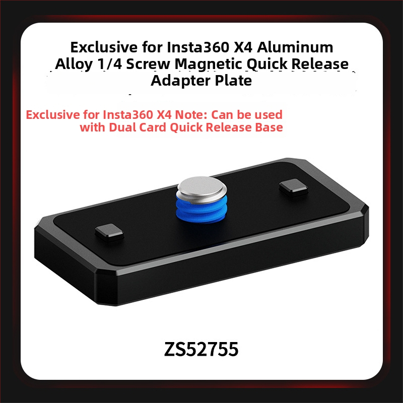 Adaptér základne s rýchlym uvoľnením z hliníkovej zliatiny a silikónovej podložky; magnetický rýchlouzáver; kompatibilný s Insta360 Ace Pro2, Ace, X4/X3/X2 a ďalšími kamerami; podpora tlače OEM loga.