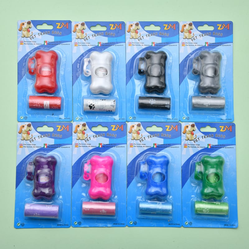 Σετ σακουλών αποβλήτων κατοικίδιων με dispenser και σκουπίστρα σε σχήμα κόκαλου – συνεχόμενος κύλινδρος, πλαστικό, κανονικό πάχος, μη εισαγόμενο