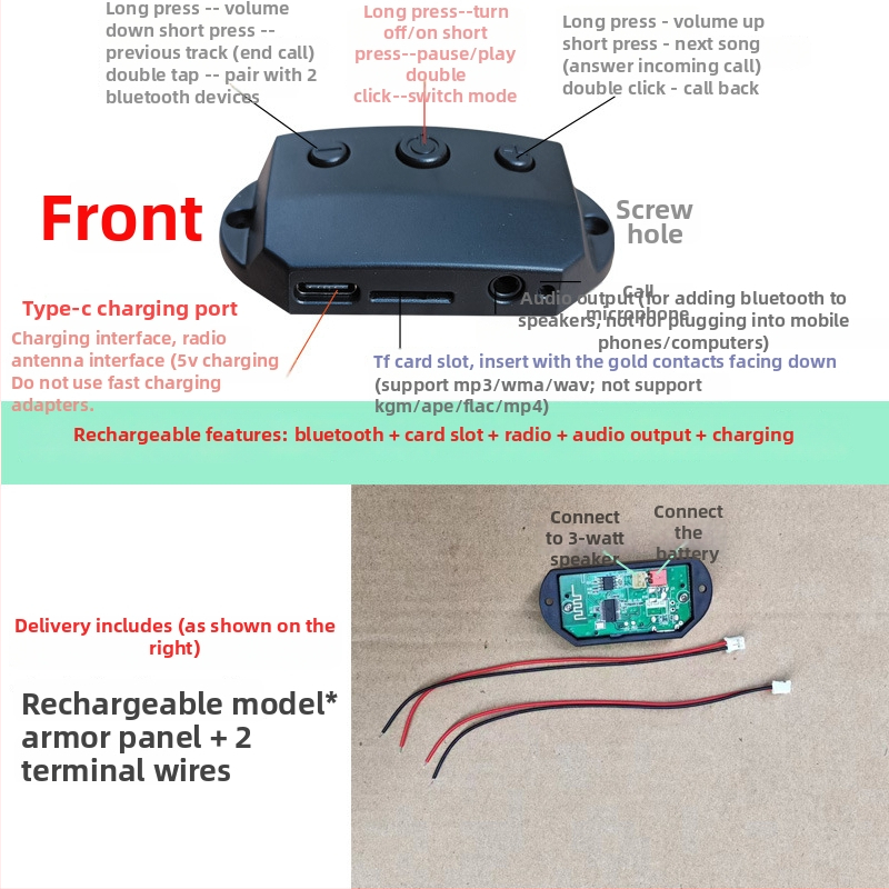 Bluetooth modulis skaņas uztvērējs Armor PCB, 2 slāņi FR-4, Lead-Tin pārklājums