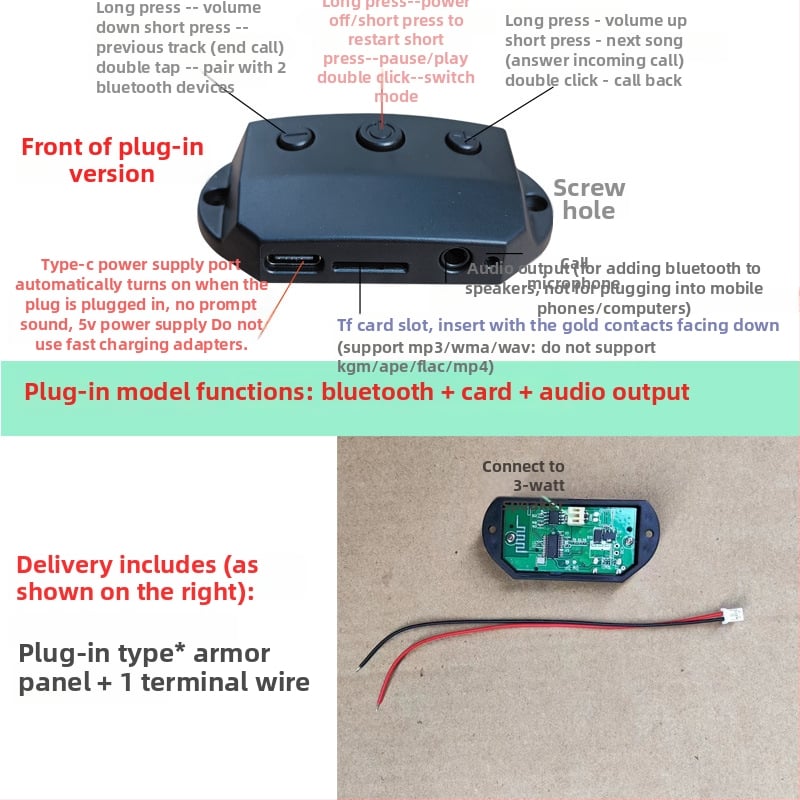Bluetooth modulis skaņas uztvērējs Armor PCB, 2 slāņi FR-4, Lead-Tin pārklājums