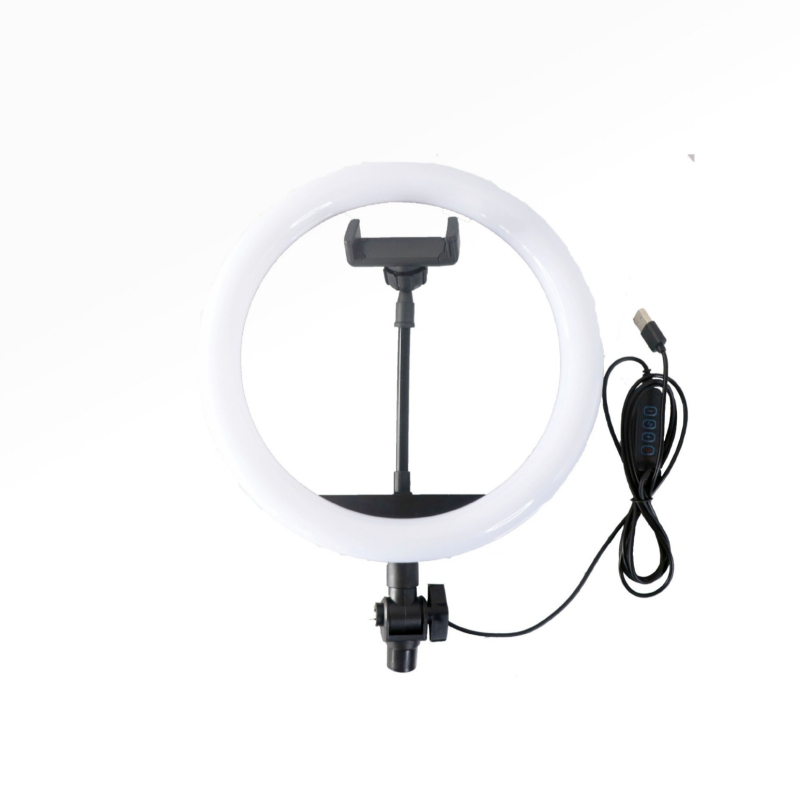 10-инчов светлинен комплект за телефон с настолен държач, LED лампа за снимки и стрийминг, USB захранване 5V, регулирана яркост
