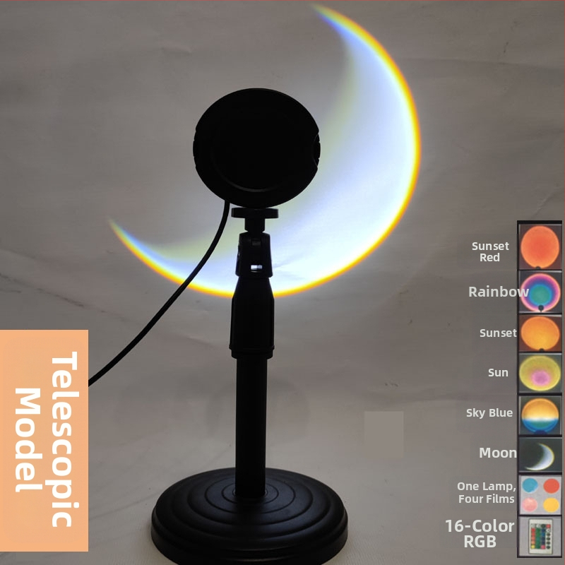 Sunset RGB ambients gaisma fotografēšanai ar tālvadību (USB barošana, projekcijas nakts gaisma, moderna grīdas/galda lampas, bez viedās vadības)