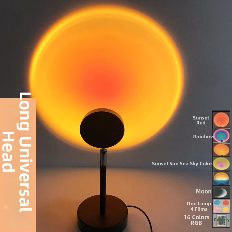 Sunset RGB ambients gaisma fotografēšanai ar tālvadību (USB barošana, projekcijas nakts gaisma, moderna grīdas/galda lampas, bez viedās vadības)