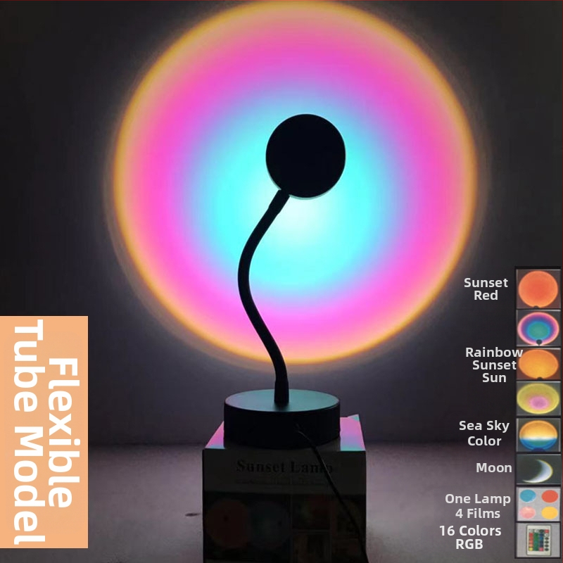 Sunset RGB ambients gaisma fotografēšanai ar tālvadību (USB barošana, projekcijas nakts gaisma, moderna grīdas/galda lampas, bez viedās vadības)