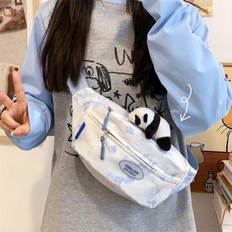 Ženska torbica s tie-dye uzorkom, korejskog stila, nylon mala torba za biciklizam, zatvaranje zatvaračem, džep za telefon, podstava od poliester, proljeće 2025
