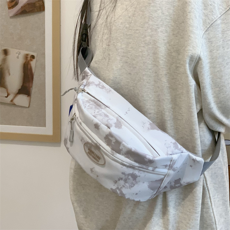Ženska torbica s tie-dye uzorkom, korejskog stila, nylon mala torba za biciklizam, zatvaranje zatvaračem, džep za telefon, podstava od poliester, proljeće 2025