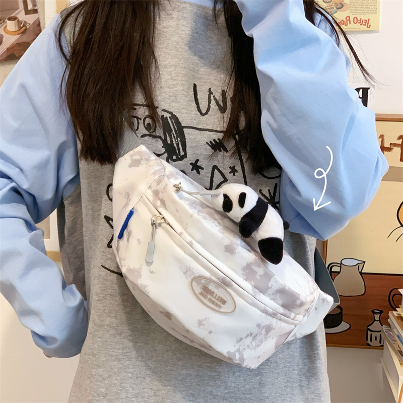 Ženska torbica s tie-dye uzorkom, korejskog stila, nylon mala torba za biciklizam, zatvaranje zatvaračem, džep za telefon, podstava od poliester, proljeće 2025