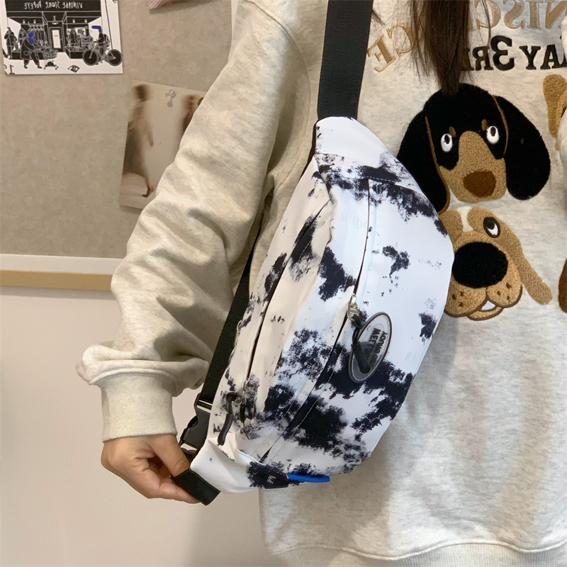 Ženska torbica s tie-dye uzorkom, korejskog stila, nylon mala torba za biciklizam, zatvaranje zatvaračem, džep za telefon, podstava od poliester, proljeće 2025