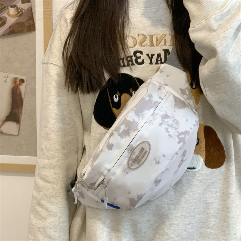 Ženska torbica s tie-dye uzorkom, korejskog stila, nylon mala torba za biciklizam, zatvaranje zatvaračem, džep za telefon, podstava od poliester, proljeće 2025