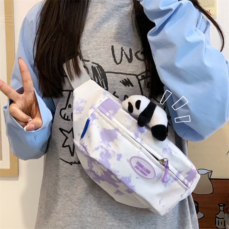 Ženska torbica s tie-dye uzorkom, korejskog stila, nylon mala torba za biciklizam, zatvaranje zatvaračem, džep za telefon, podstava od poliester, proljeće 2025