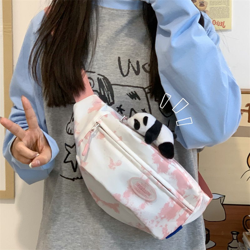 Ženska torbica s tie-dye uzorkom, korejskog stila, nylon mala torba za biciklizam, zatvaranje zatvaračem, džep za telefon, podstava od poliester, proljeće 2025