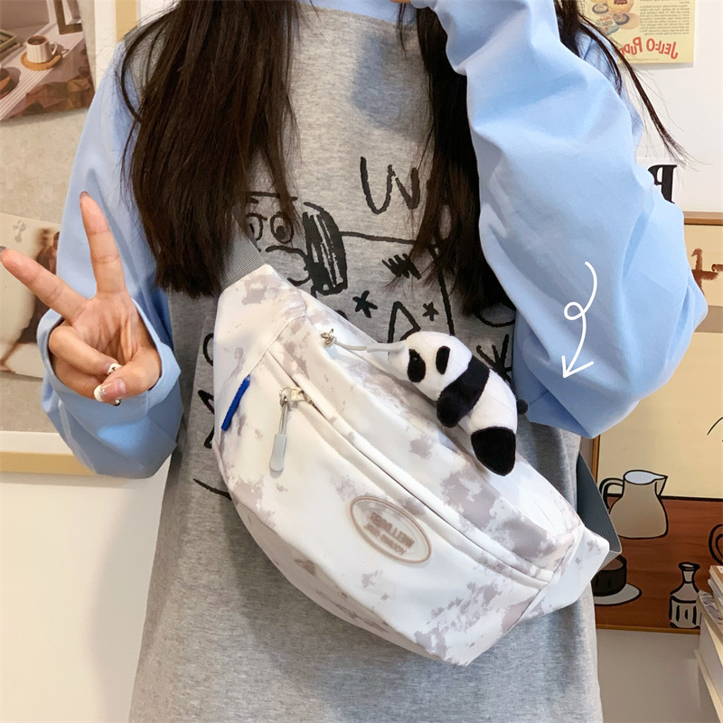 Ženska torbica s tie-dye uzorkom, korejskog stila, nylon mala torba za biciklizam, zatvaranje zatvaračem, džep za telefon, podstava od poliester, proljeće 2025