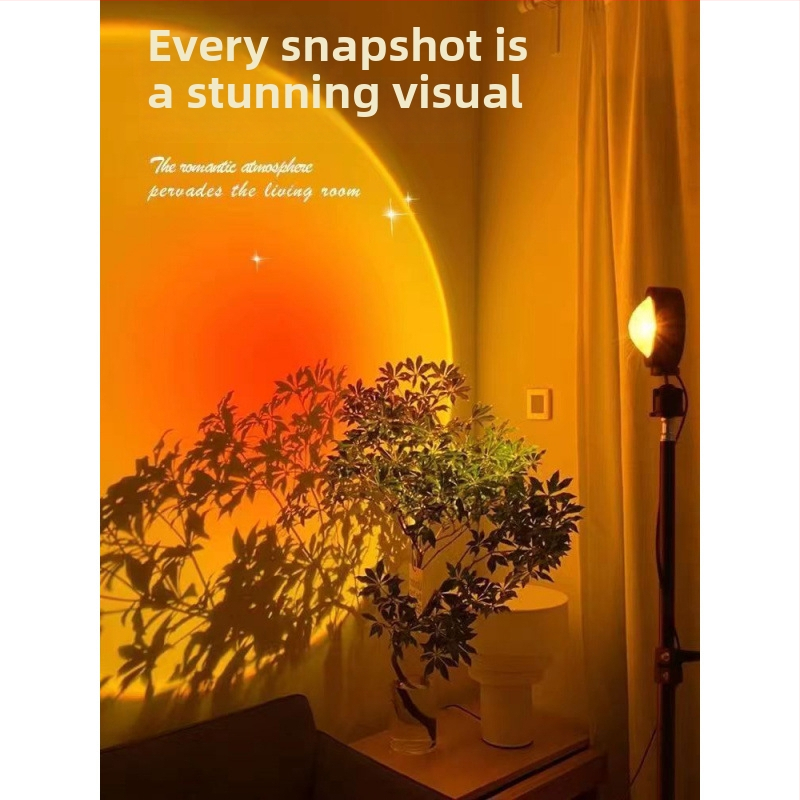 Stāvlampa ar regulējamu saulrieta krāsu un atmosfēras pagalma apgaismojumam, piemērota tiešraidei un fotogrāfijai, strāvas padeve maiņstrāvas (AC), sienas montāža, bez viedās vadības