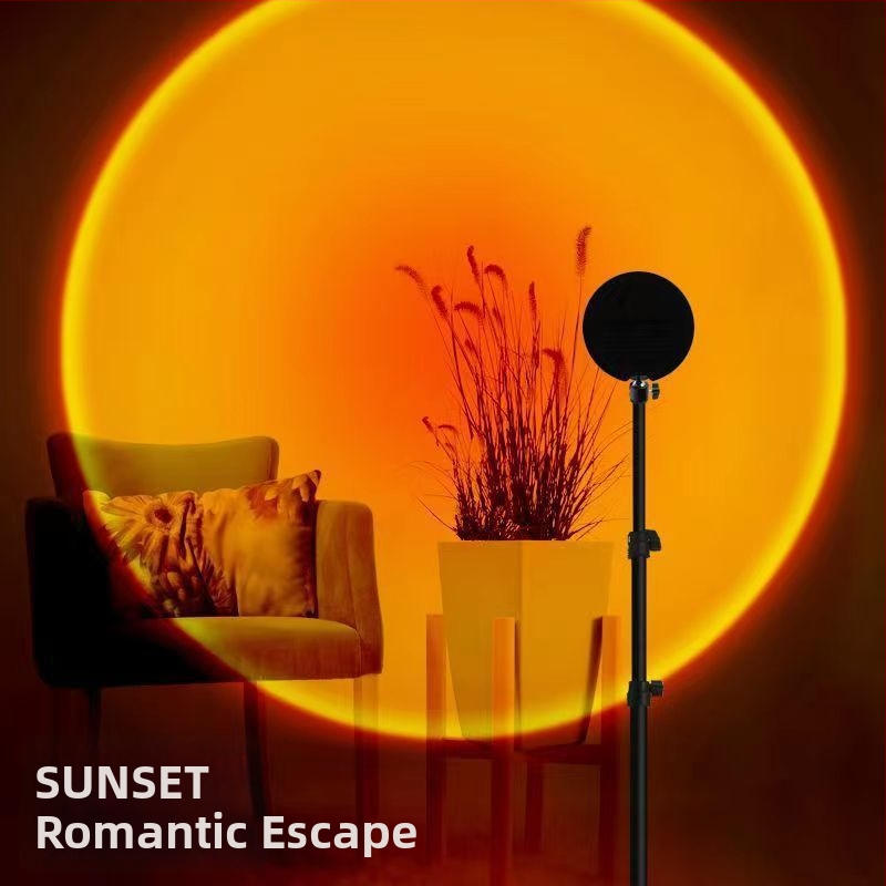 Stāvlampa ar regulējamu saulrieta krāsu un atmosfēras pagalma apgaismojumam, piemērota tiešraidei un fotogrāfijai, strāvas padeve maiņstrāvas (AC), sienas montāža, bez viedās vadības