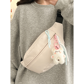 Urban minimalist nylon torbica za struk sa zatvaračem, skrivenim džepom i unutarnjim patch džepom