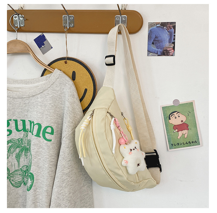 Urban minimalist nylon torbica za struk sa zatvaračem, skrivenim džepom i unutarnjim patch džepom