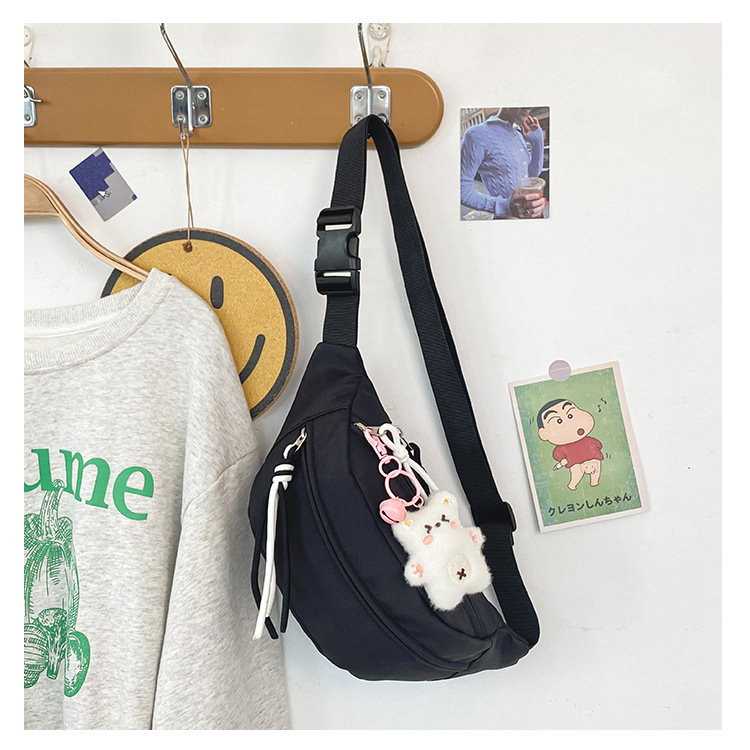 Urban minimalist nylon torbica za struk sa zatvaračem, skrivenim džepom i unutarnjim patch džepom