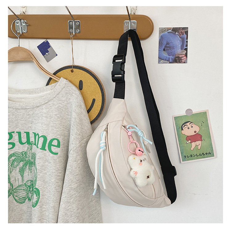 Urban minimalist nylon torbica za struk sa zatvaračem, skrivenim džepom i unutarnjim patch džepom