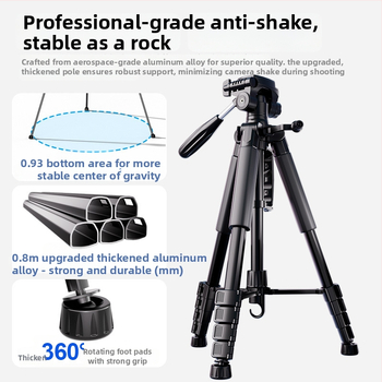 Kameros trikojis su 3D gimbal galva, 4 dalių aliuminio lydinio stovas, apkrova 2–5 kg, maksimali aukštis 188 cm, greito atleidimo plokštelė įtraukta