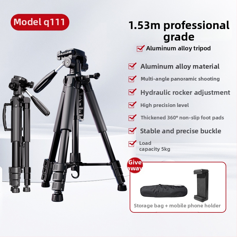 Kameros trikojis su 3D gimbal galva, 4 dalių aliuminio lydinio stovas, apkrova 2–5 kg, maksimali aukštis 188 cm, greito atleidimo plokštelė įtraukta