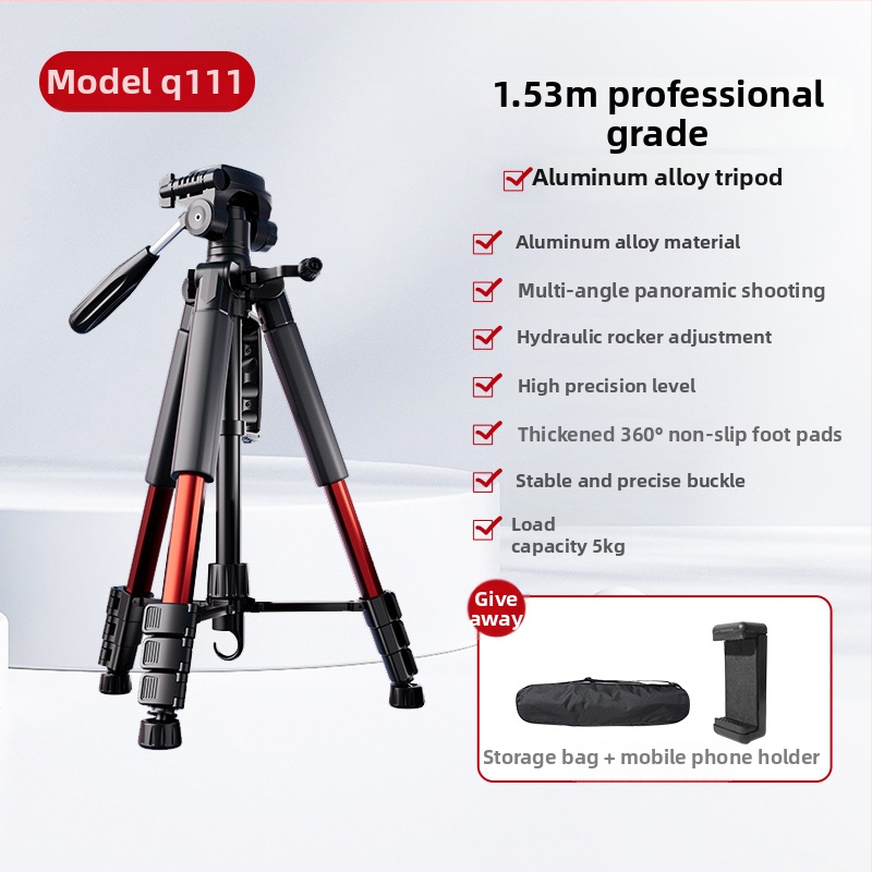 Kameros trikojis su 3D gimbal galva, 4 dalių aliuminio lydinio stovas, apkrova 2–5 kg, maksimali aukštis 188 cm, greito atleidimo plokštelė įtraukta