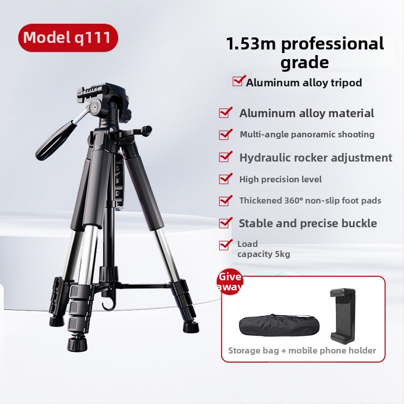 Kameros trikojis su 3D gimbal galva, 4 dalių aliuminio lydinio stovas, apkrova 2–5 kg, maksimali aukštis 188 cm, greito atleidimo plokštelė įtraukta