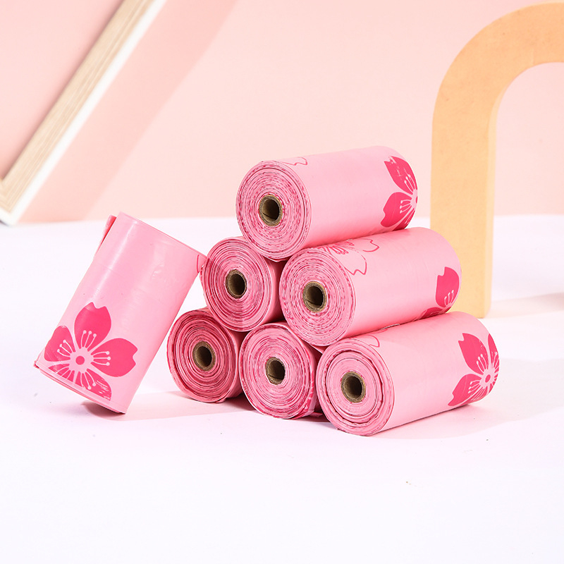 Biodegradábilis kutyapiszok zacskók, tekercsben, PE+EPI anyagú, vastagított, hordozható készlet