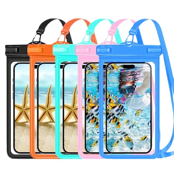 Telefon vízálló tok érintésérzékelős kijelzővel a víz alatti fényképezéshez (PVC+ABS; vízálló anyag; nyomtatott logó: Igen; minden korosztály számára; uniszex)