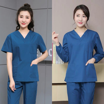 Set de haine medicale – decolteu în V, mâneci scurte, material ce evacuează umezeala, 65% poliester / 35% bumbac, unisex