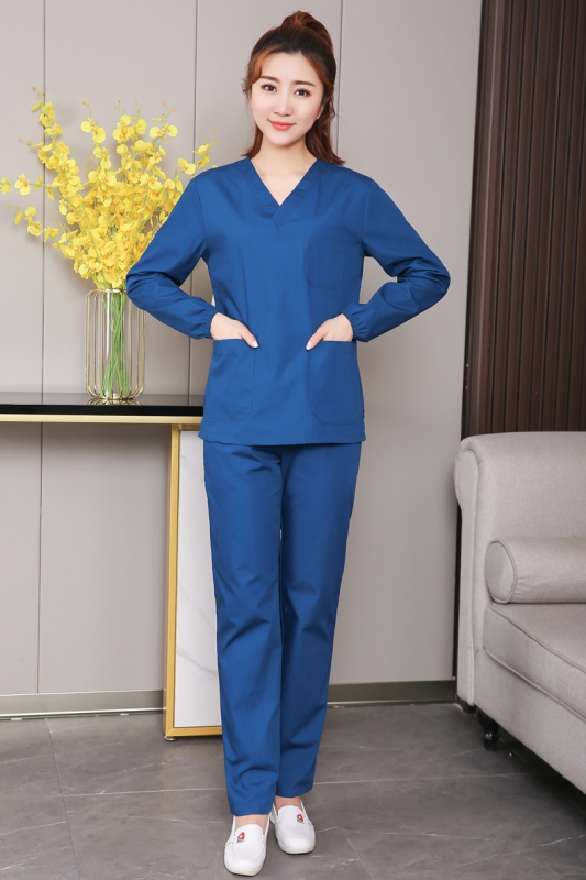 Set de haine medicale – decolteu în V, mâneci scurte, material ce evacuează umezeala, 65% poliester / 35% bumbac, unisex