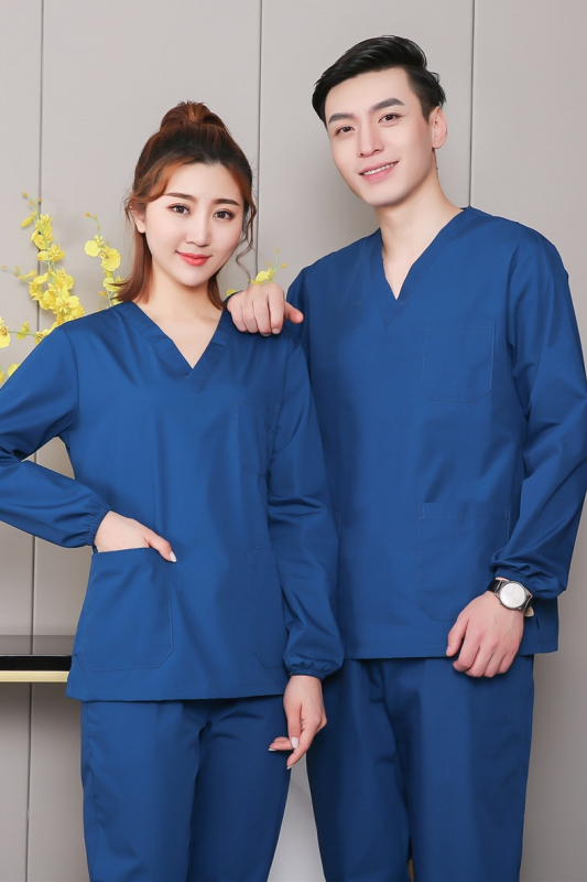 Set de haine medicale – decolteu în V, mâneci scurte, material ce evacuează umezeala, 65% poliester / 35% bumbac, unisex