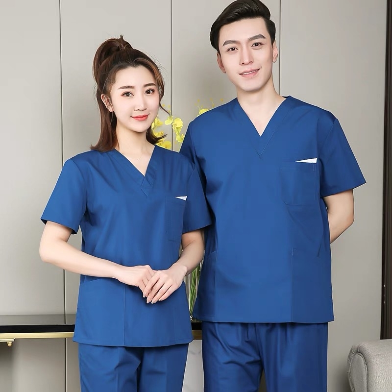 Set de haine medicale – decolteu în V, mâneci scurte, material ce evacuează umezeala, 65% poliester / 35% bumbac, unisex